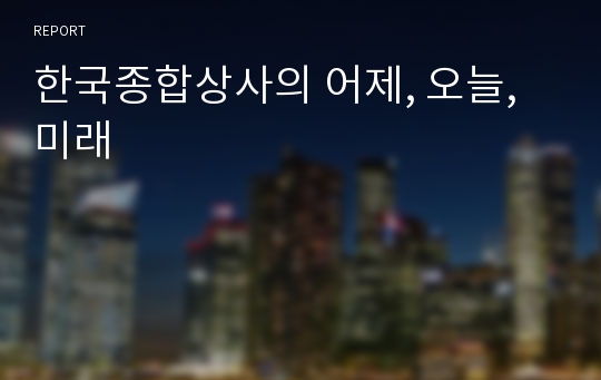 한국종합상사의 어제, 오늘, 미래