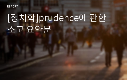 [정치학]prudence에 관한 소고 요약문