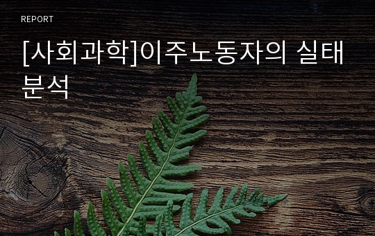 [사회과학]이주노동자의 실태분석