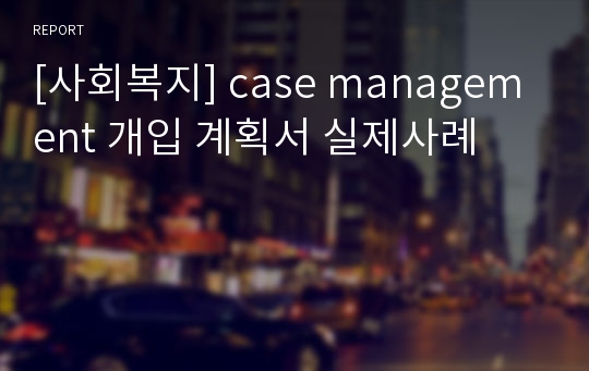 [사회복지] case management 개입 계획서 실제사례