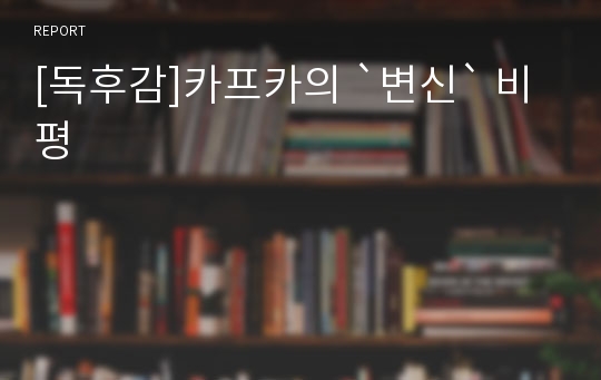 [독후감]카프카의 `변신` 비평