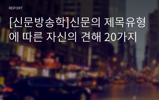 [신문방송학]신문의 제목유형에 따른 자신의 견해 20가지