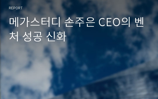 메가스터디 손주은 CEO의 벤처 성공 신화