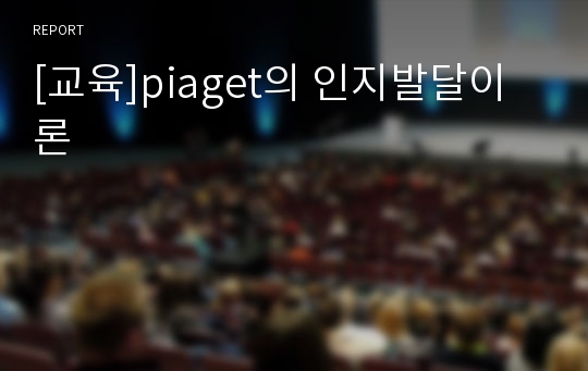 [교육]piaget의 인지발달이론