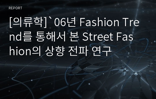 [의류학]`06년 Fashion Trend를 통해서 본 Street Fashion의 상향 전파 연구