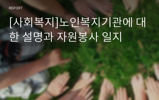 [사회복지]노인복지기관에 대한 설명과 자원봉사 일지