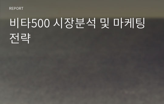 비타500 시장분석 및 마케팅전략