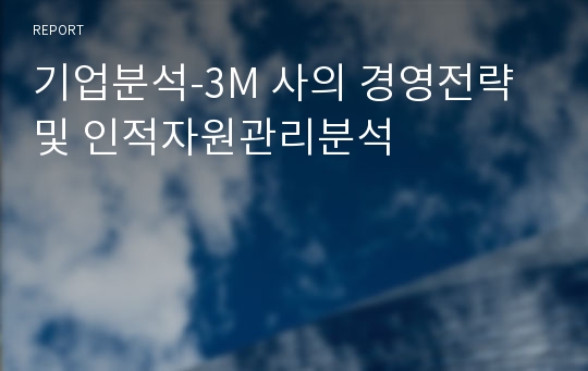 기업분석-3M 사의 경영전략 및 인적자원관리분석