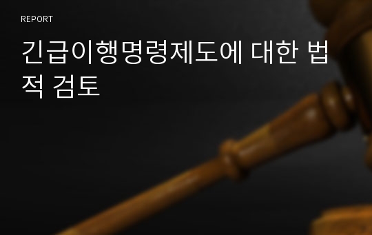 긴급이행명령제도에 대한 법적 검토