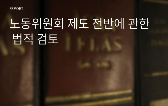 노동위원회 제도 전반에 관한 법적 검토