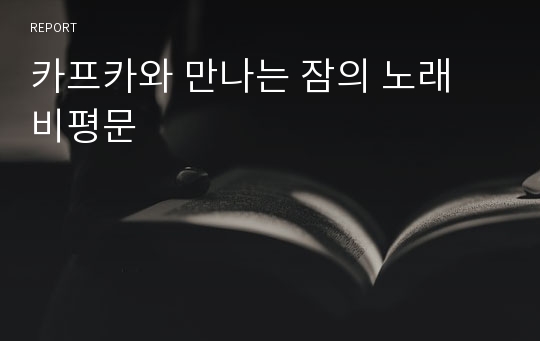 카프카와 만나는 잠의 노래 비평문