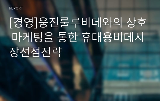 [경영]웅진룰루비데와의 상호 마케팅을 통한 휴대용비데시장선점전략