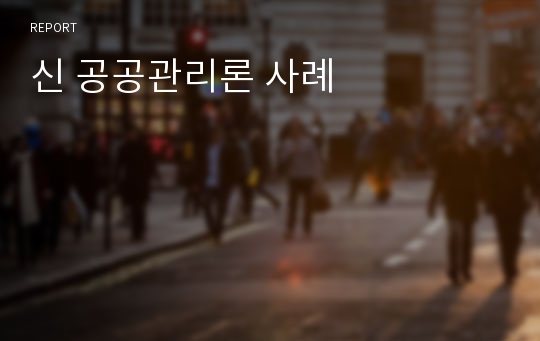 신 공공관리론 사례