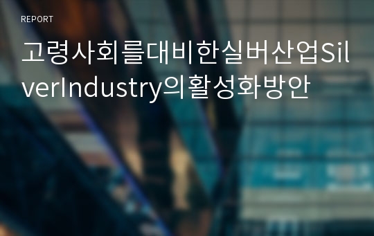 고령사회를대비한실버산업SilverIndustry의활성화방안