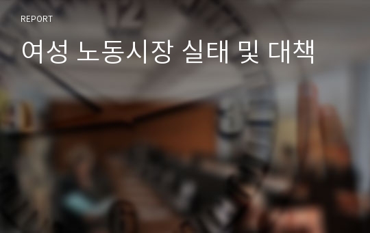 여성 노동시장 실태 및 대책