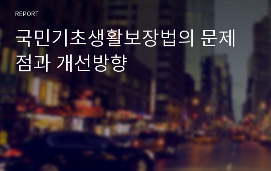 국민기초생활보장법의 문제점과 개선방향