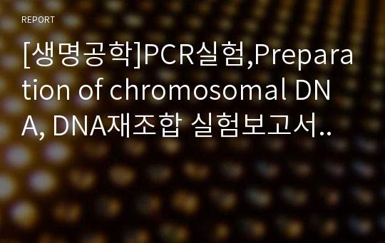 [생명공학]PCR실험,Preparation of chromosomal DNA, DNA재조합 실험보고서..