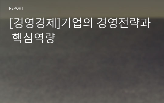 [경영경제]기업의 경영전략과 핵심역량