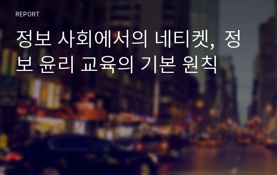 정보 사회에서의 네티켓,  정보 윤리 교육의 기본 원칙