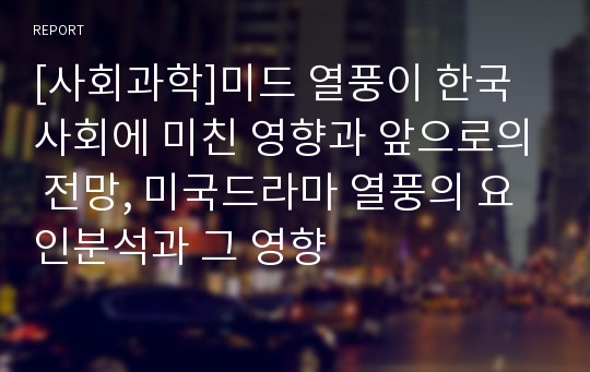 [사회과학]미드 열풍이 한국사회에 미친 영향과 앞으로의 전망, 미국드라마 열풍의 요인분석과 그 영향