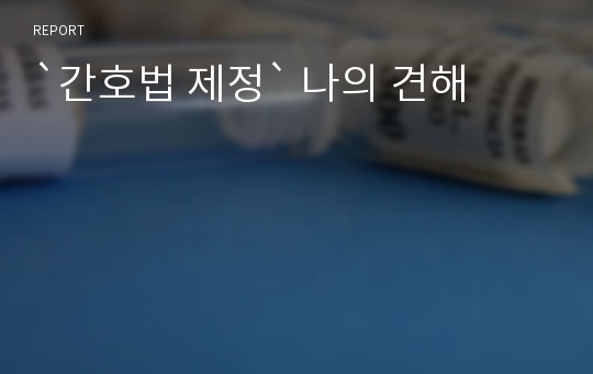 `간호법 제정` 나의 견해