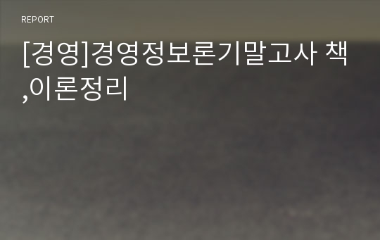 [경영]경영정보론기말고사 책,이론정리