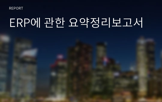 ERP에 관한 요약정리보고서