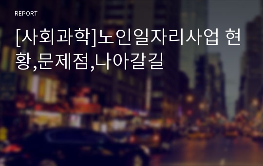 [사회과학]노인일자리사업 현황,문제점,나아갈길