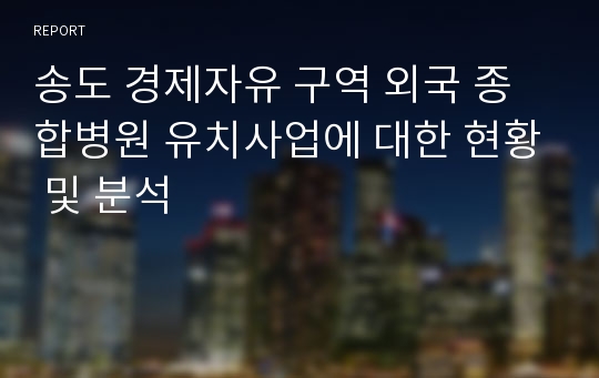 송도 경제자유 구역 외국 종합병원 유치사업에 대한 현황 및 분석