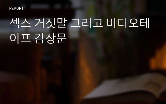 섹스 거짓말 그리고 비디오테이프 감상문