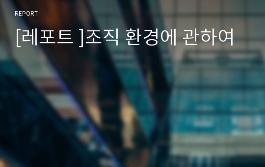 [레포트 ]조직 환경에 관하여