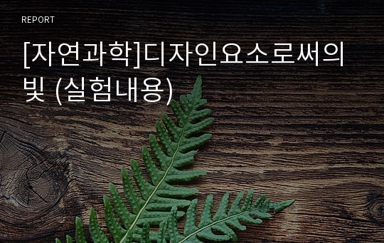 [자연과학]디자인요소로써의 빛 (실험내용)