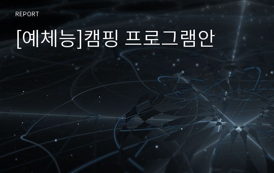 [예체능]캠핑 프로그램안