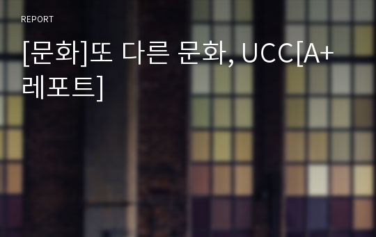 [문화]또 다른 문화, UCC[A+레포트]