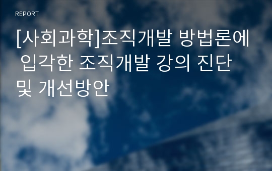 [사회과학]조직개발 방법론에 입각한 조직개발 강의 진단 및 개선방안