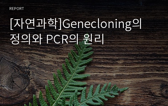 [자연과학]Genecloning의 정의와 PCR의 원리