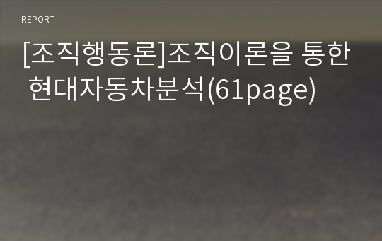 [조직행동론]조직이론을 통한 현대자동차분석(61page)