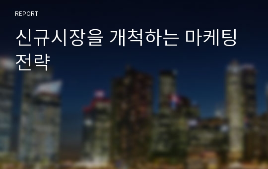 신규시장을 개척하는 마케팅전략