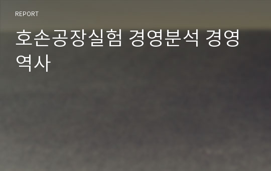 호손공장실험 경영분석 경영역사