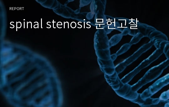 spinal stenosis 문헌고찰