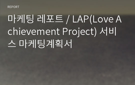 마케팅 레포트 / LAP(Love Achievement Project) 서비스 마케팅계획서