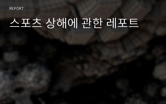 스포츠 상해에 관한 레포트