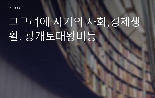 고구려에 시기의 사회,경제생활. 광개토대왕비등