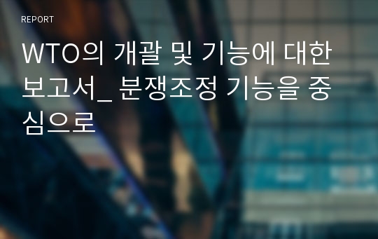 WTO의 개괄 및 기능에 대한 보고서_ 분쟁조정 기능을 중심으로