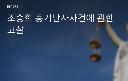 조승희 총기난사사건에 관한 고찰