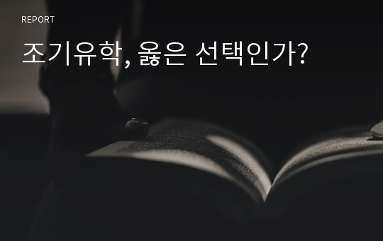 조기유학, 옳은 선택인가?