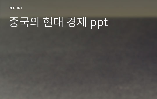 중국의 현대 경제 ppt