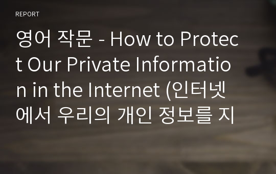 영어 작문 - How to Protect Our Private Information in the Internet (인터넷에서 우리의 개인 정보를 지키는 방법)