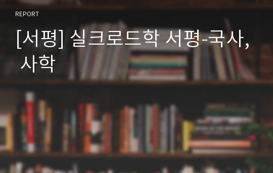 [서평] 실크로드학 서평-국사, 사학