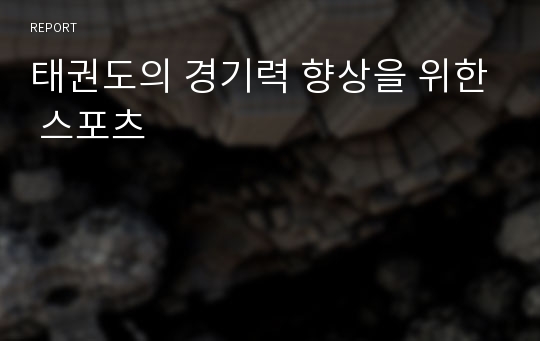 태권도의 경기력 향상을 위한 스포츠